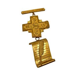 Secret Society United Order of the Golden Cross Antique Gold-tone Medal